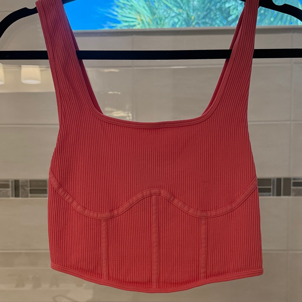 NWT NIKIBIKI Women's Corset Seamless Ribbed Pink Crop Top O/S